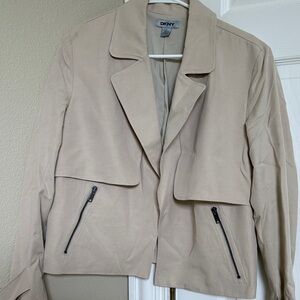 DKNY Beige Cropped Trench-Inspired Jacket